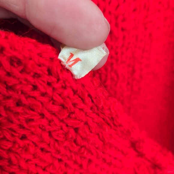 Sideffects vintage Medium Red chunky knit longline open front sweater cardigan - Picture 7 of 10